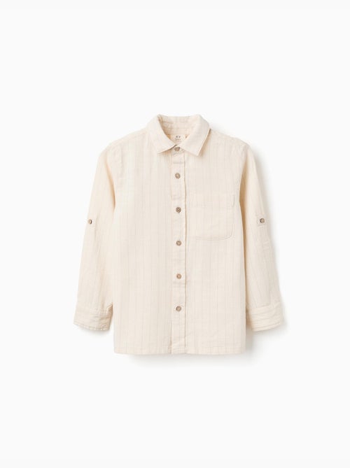 Chemise en lin à manches longues et rayures - Kiabi