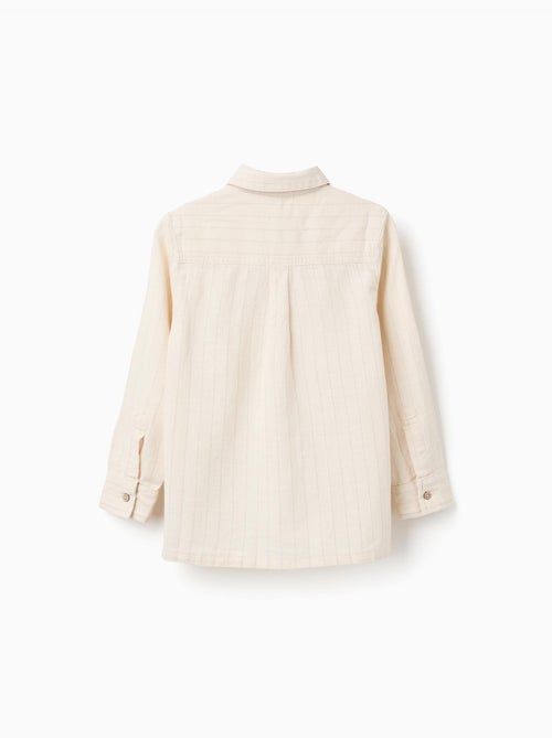 Chemise en lin à manches longues et rayures - Kiabi
