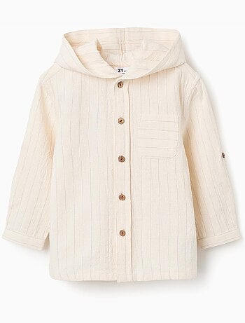 Chemise en lin à rayures et capuche