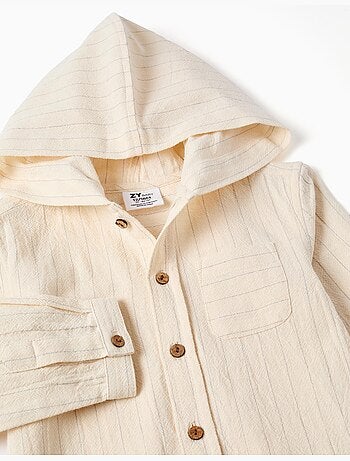 Chemise en lin à rayures et capuche