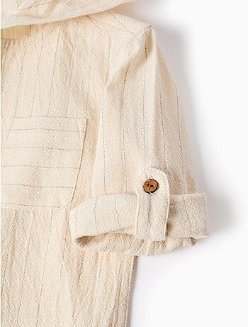 Chemise en lin à rayures et capuche