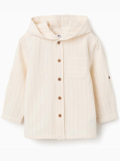 Chemise en lin à rayures et capuche - Kiabi