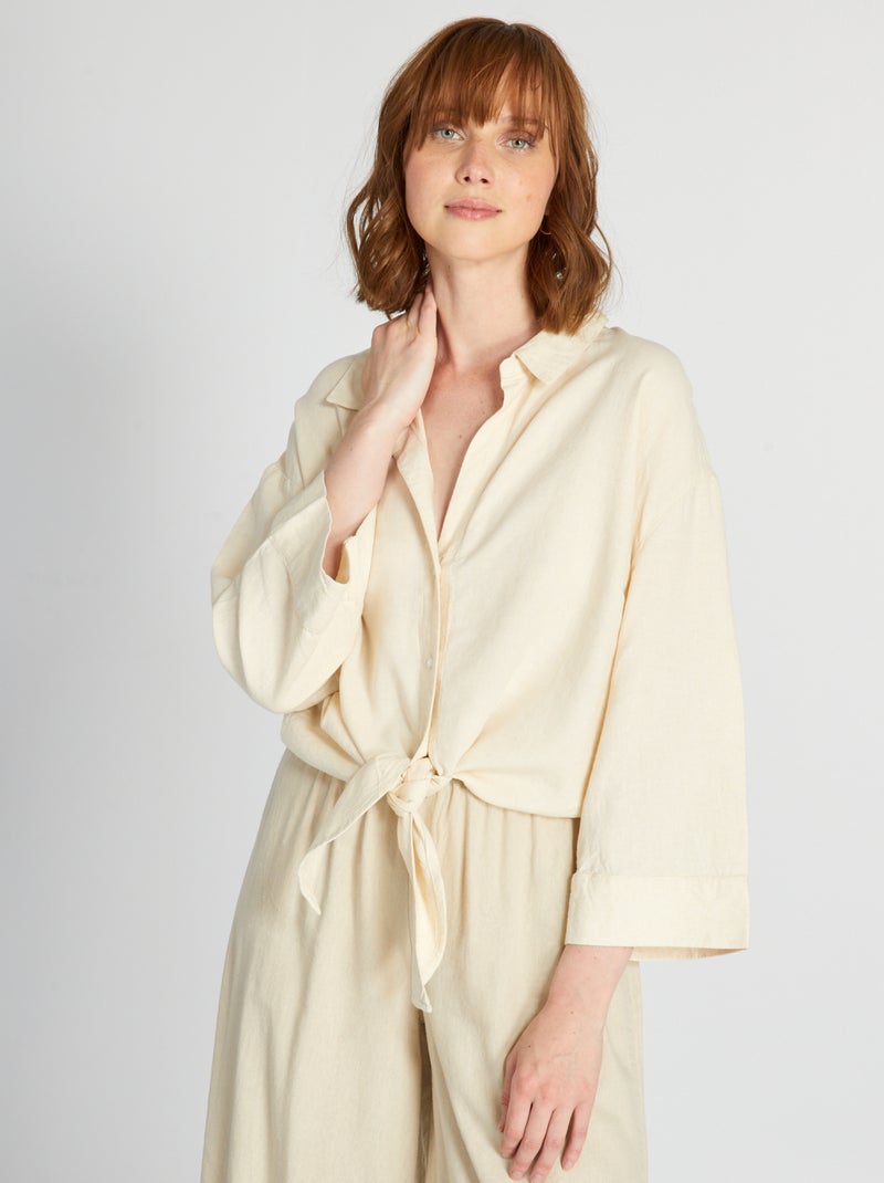 Chemise en lin Beige - Kiabi