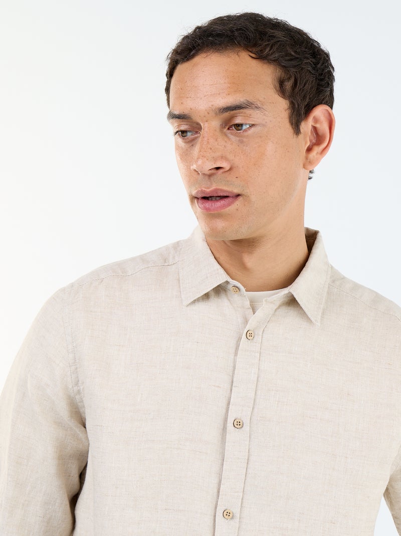 Chemise en lin Beige - Kiabi