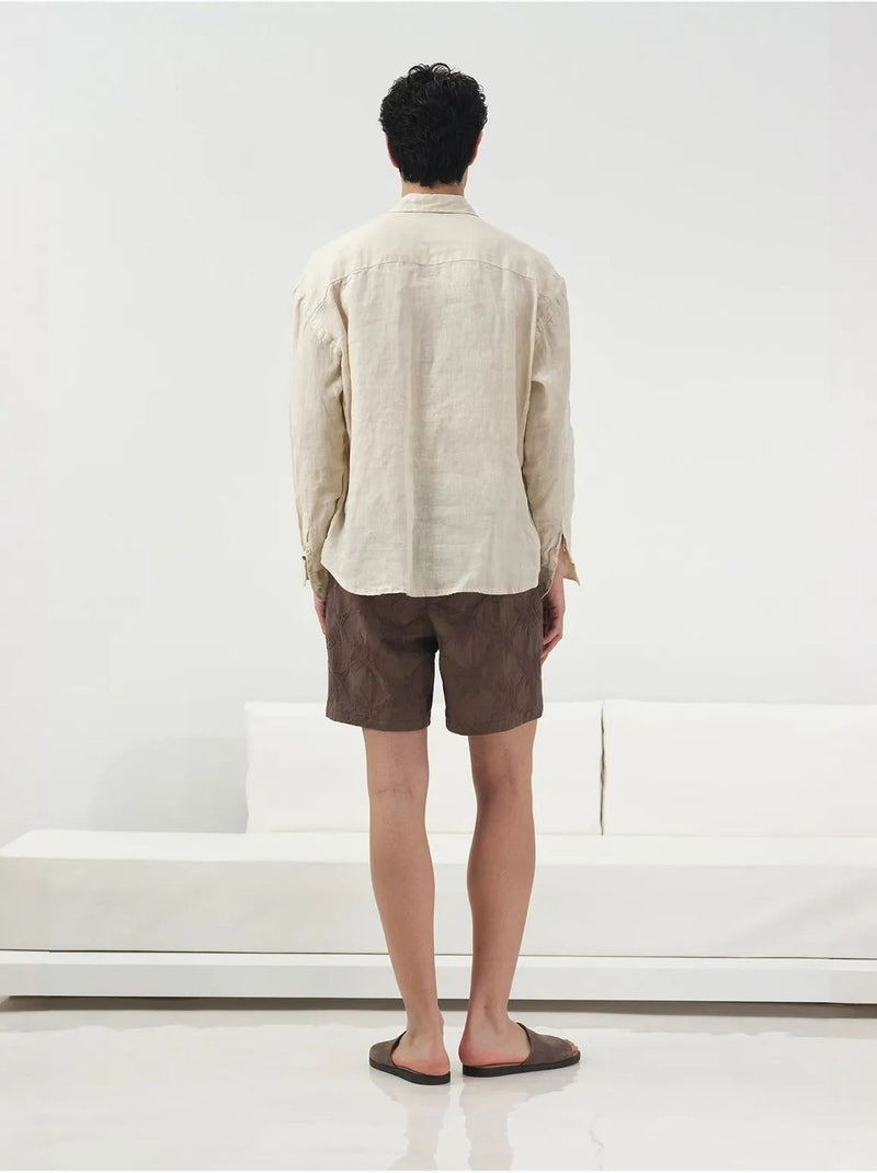 Chemise en lin boutonnée oversize giesto Beige argile - Kiabi