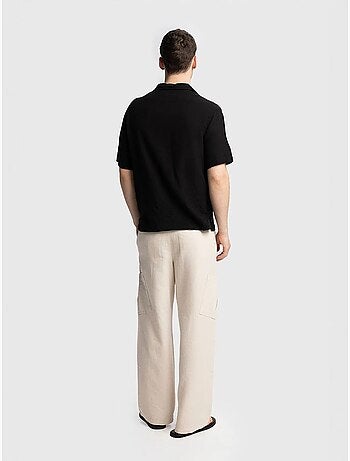 Chemise en lin brodée à manches courtes et col ouvert giesto