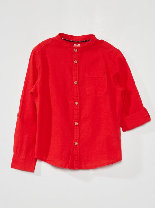 Chemise en lin col mao - Kiabi