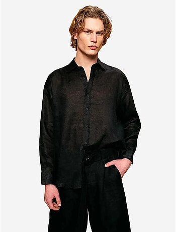 Chemise en lin coupe classique avec fermeture à boutons giesto