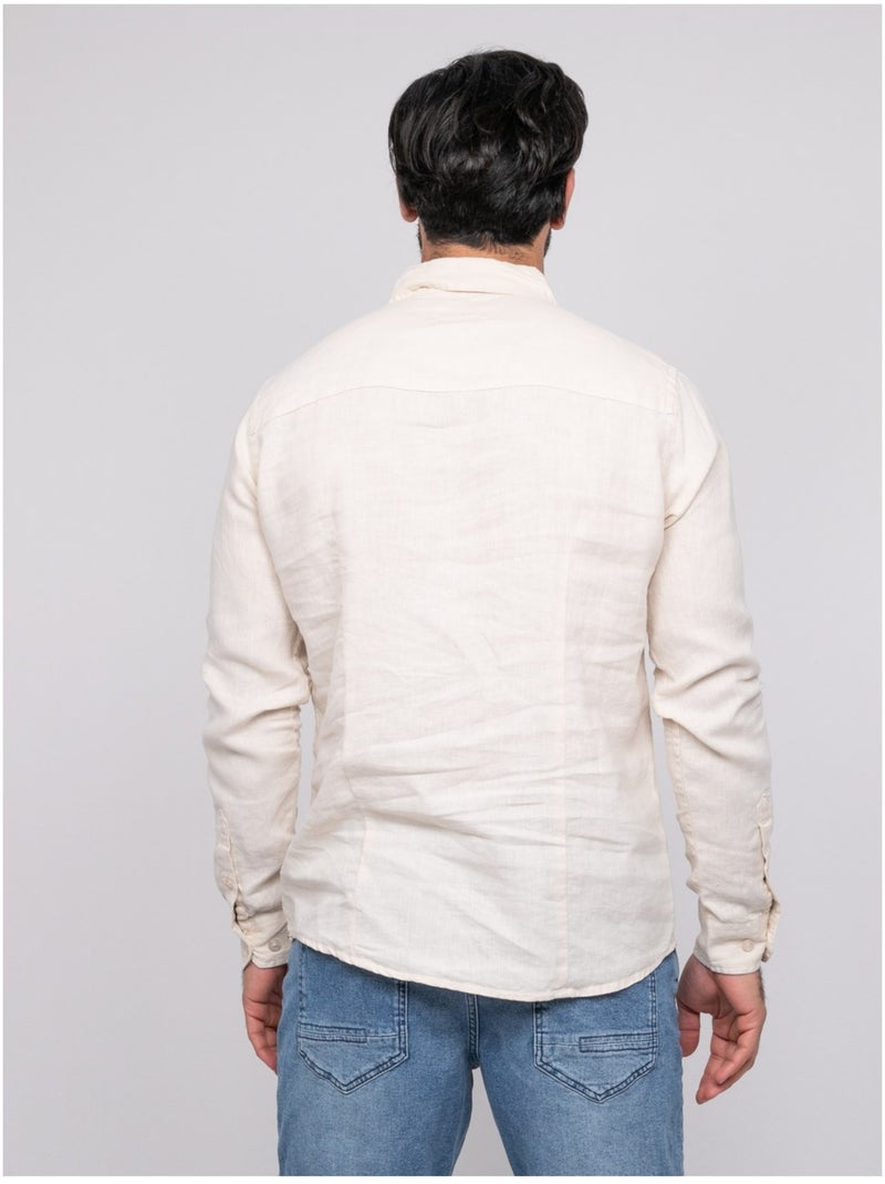 Chemise en lin DALAMO Beige - Kiabi