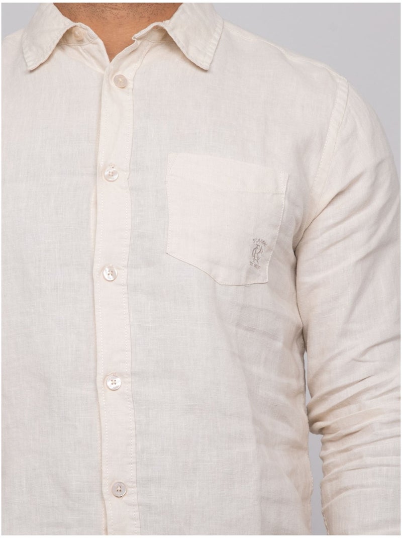 Chemise en lin DALAMO Beige - Kiabi