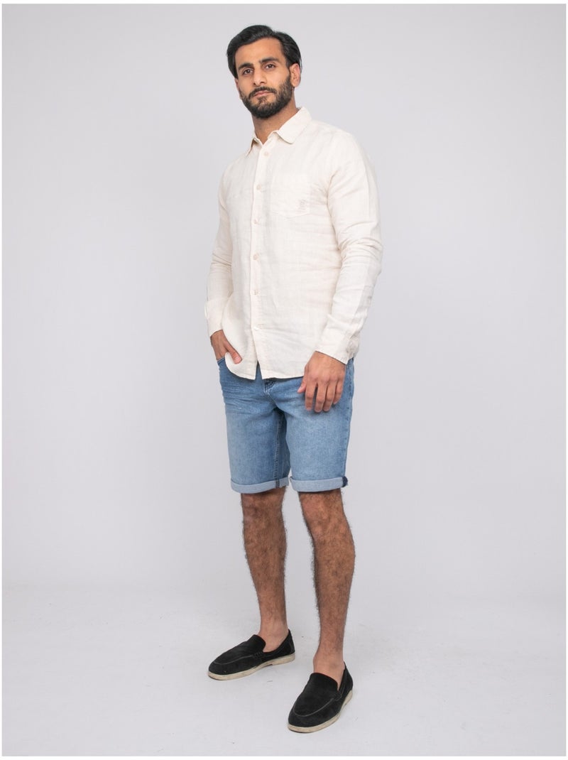 Chemise en lin DALAMO Beige - Kiabi