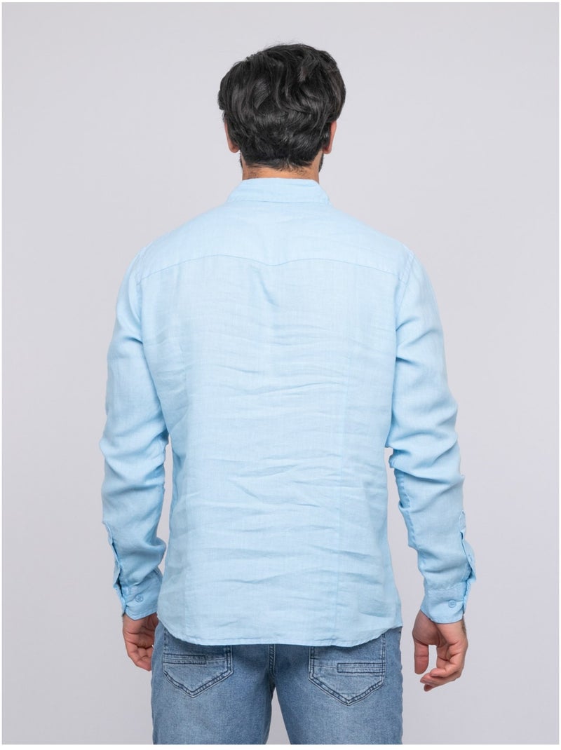 Chemise en lin DALAMO Bleu ciel - Kiabi