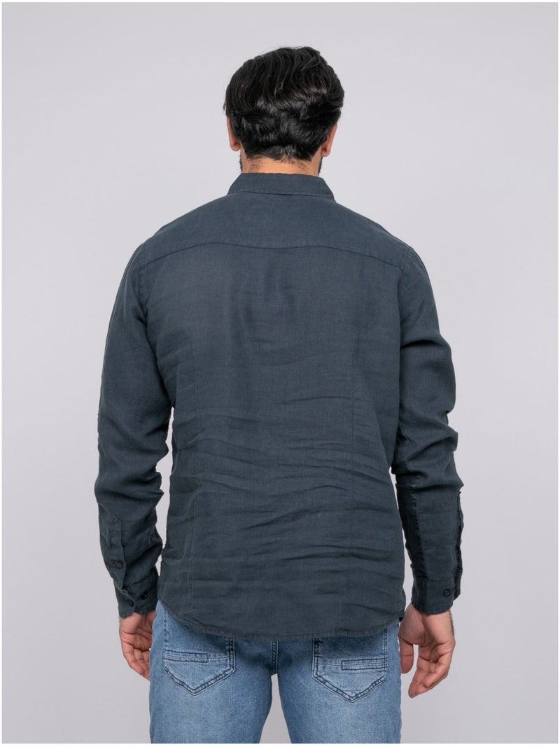 Chemise en lin DALAMO Bleu marine - Kiabi