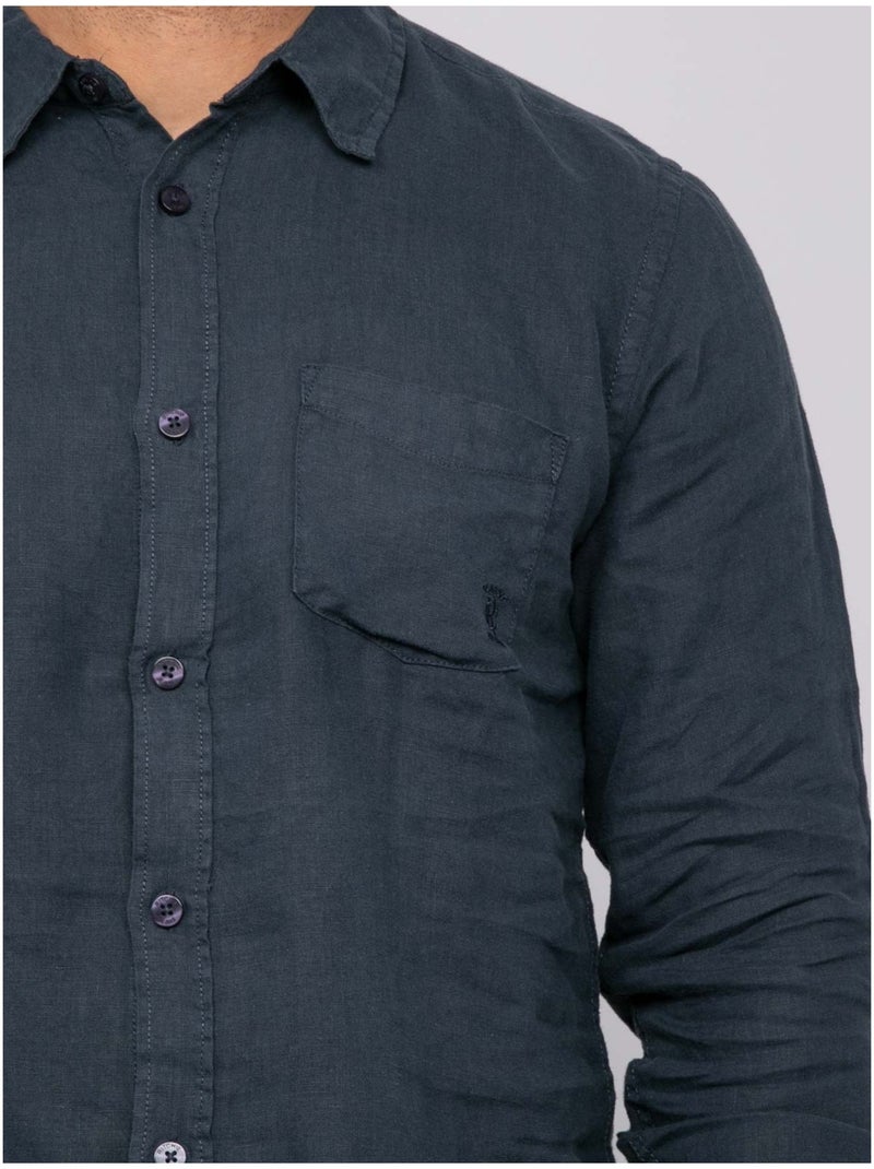 Chemise en lin DALAMO Bleu marine - Kiabi