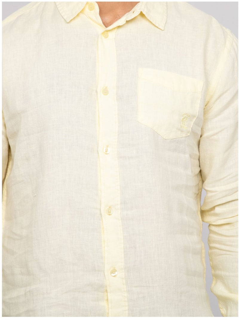 Chemise en lin DALAMO Jaune - Kiabi
