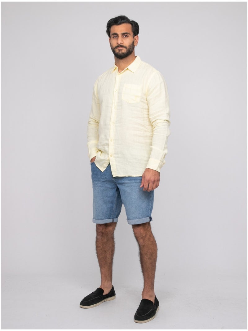 Chemise en lin DALAMO Jaune - Kiabi