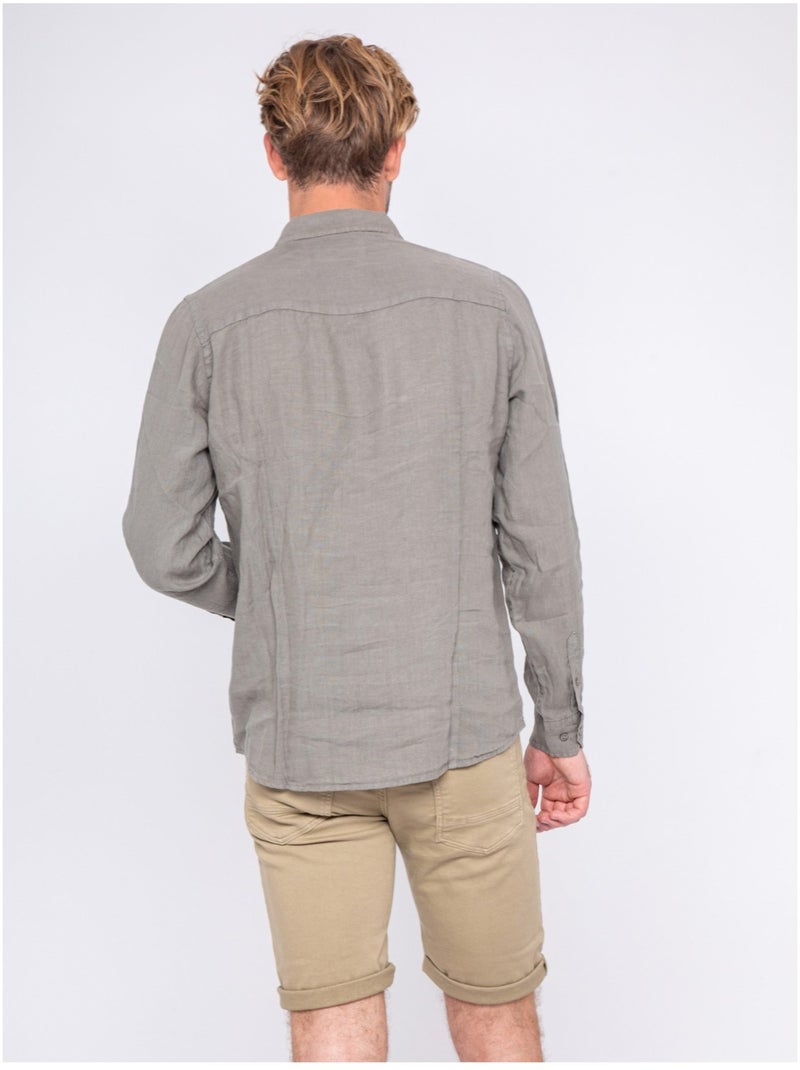 Chemise en lin DALAMO Kaki - Kiabi