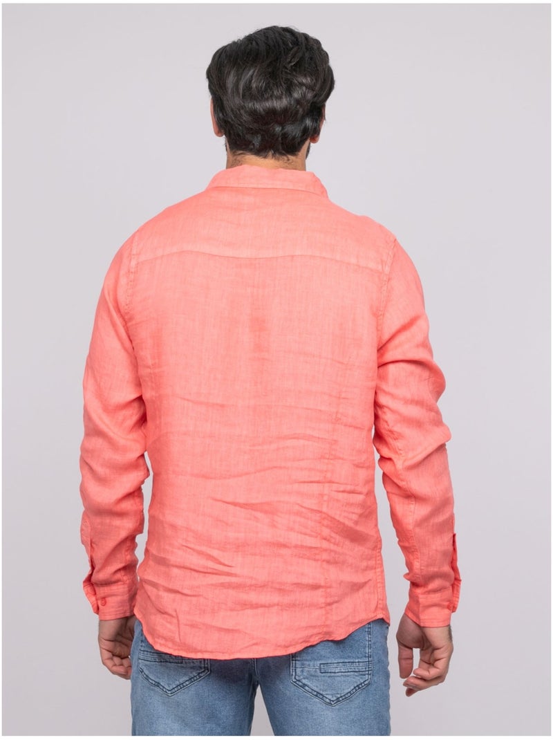 Chemise en lin DALAMO Orange corail - Kiabi