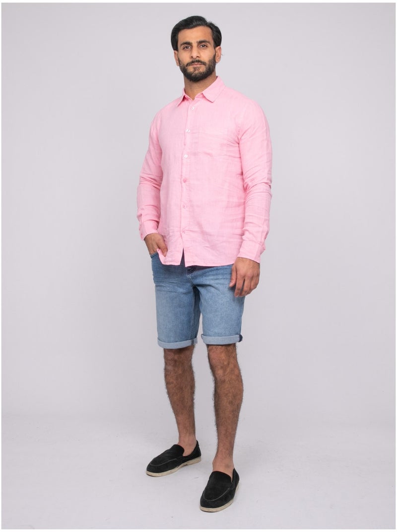 Chemise en lin DALAMO Rose - Kiabi