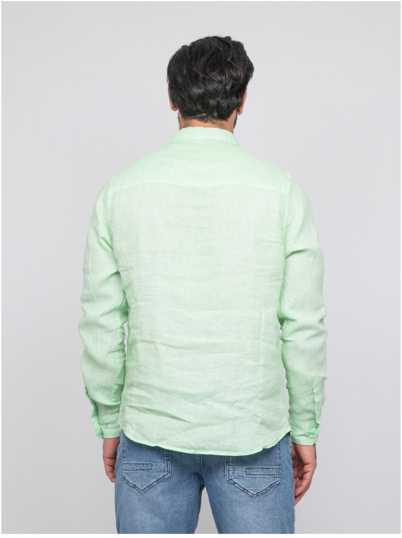 Chemise en lin DALAMO Vert - Kiabi