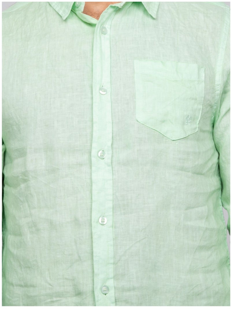 Chemise en lin DALAMO Vert - Kiabi
