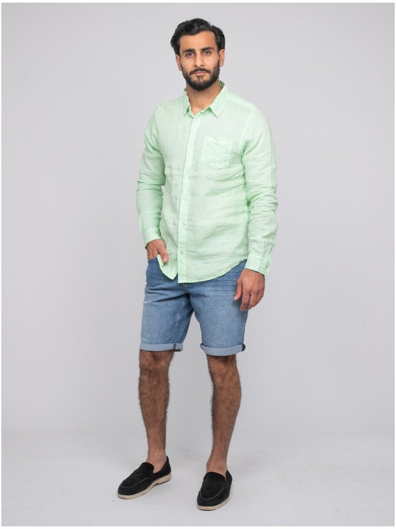 Chemise en lin DALAMO Vert - Kiabi