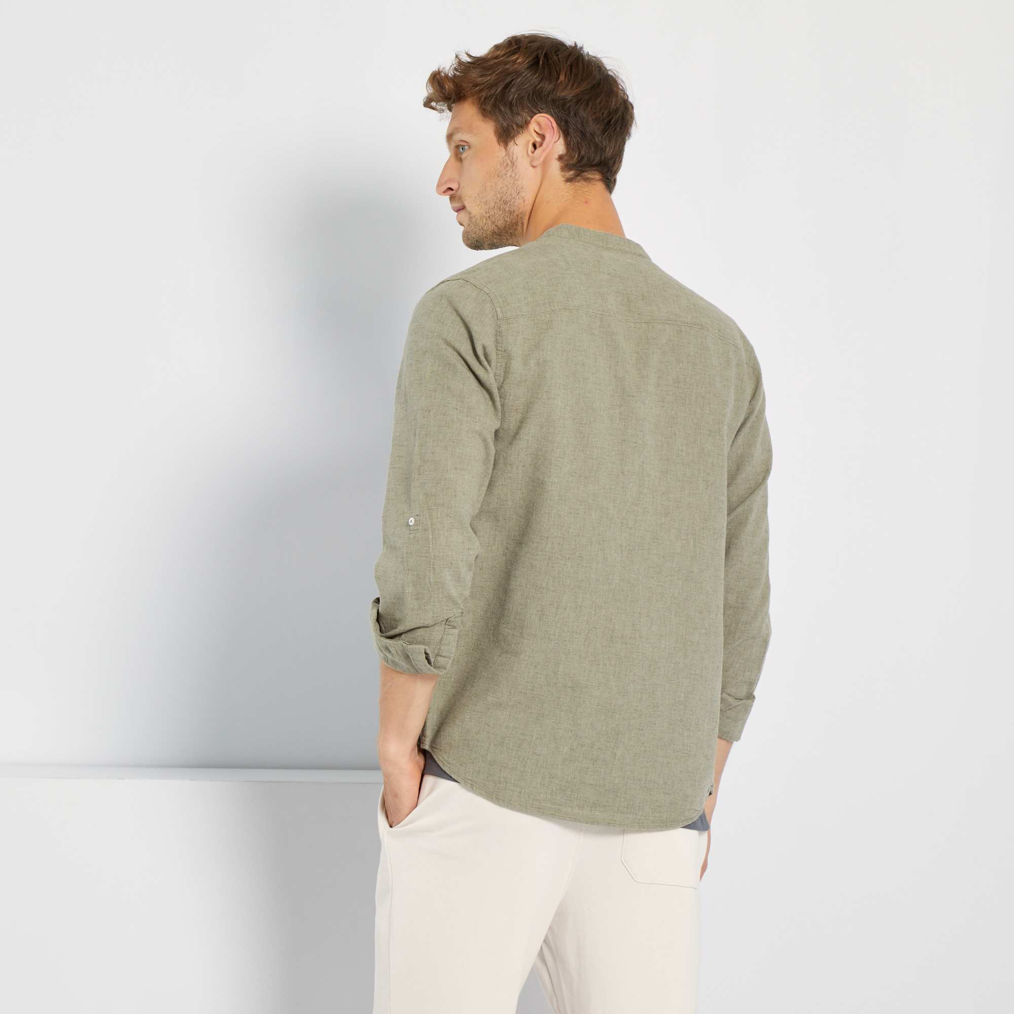 Chemise Homme MOKBAY En Coton Et Lin - Style Vintage Sans Repassage | Manches Longues | Confortable Et Tendance