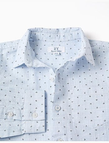 Chemise en lin et coton à motif de cercles