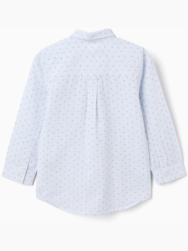 Chemise en lin et coton à motif de cercles Bleu clair - Kiabi