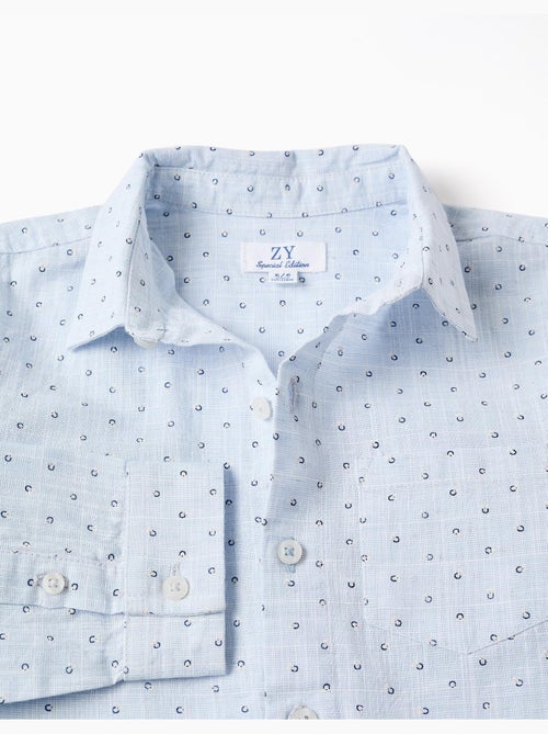 Chemise en lin et coton à motif de cercles - Kiabi