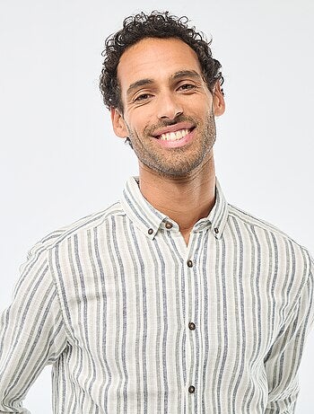 Chemise en lin et coton rayée
