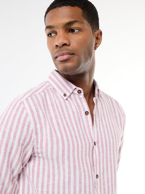 Chemise en lin et coton rayée - Kiabi