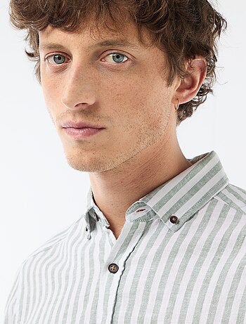 Chemise en lin et coton rayée