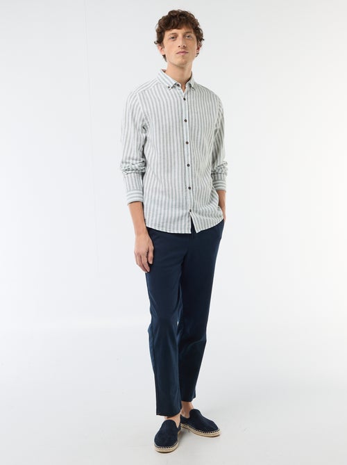 Chemise en lin et coton rayée - Kiabi