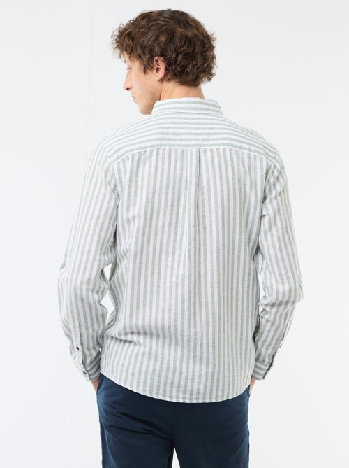 Chemise en lin et coton rayée - Kiabi