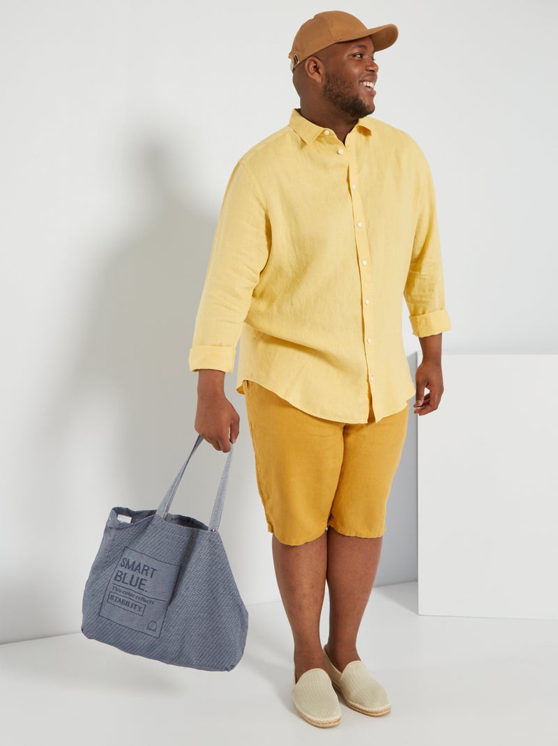Chemise en lin jaune - Kiabi