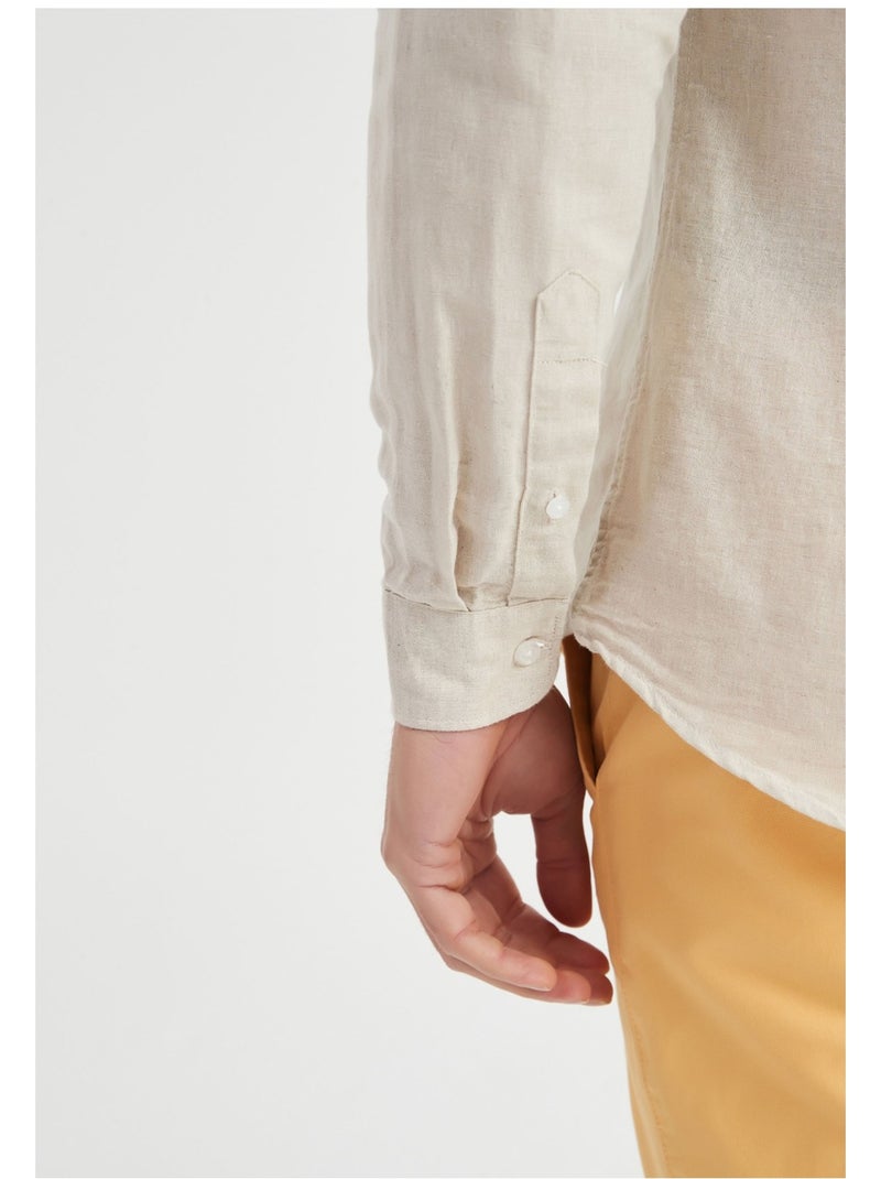 Chemise En Lin Kebello Beige - Kiabi
