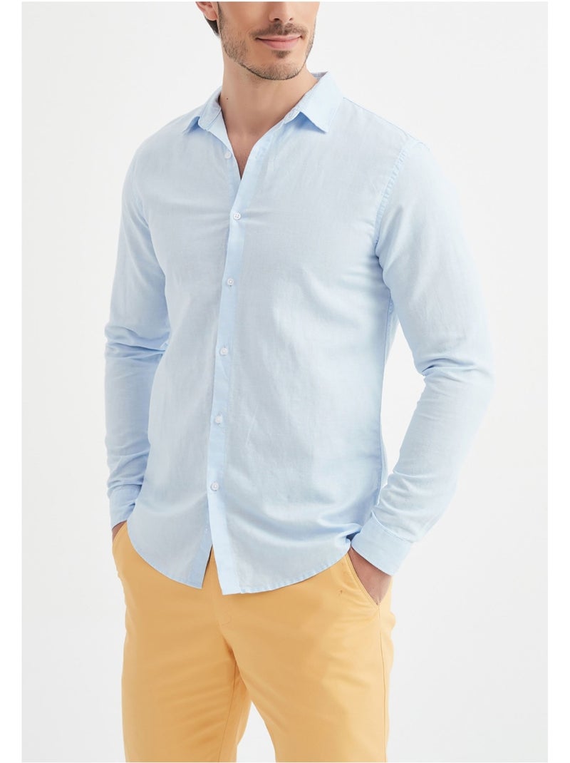 Chemise En Lin Kebello Bleu ciel - Kiabi