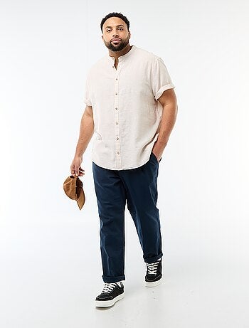 Chemise en lin mélangé à manches courtes