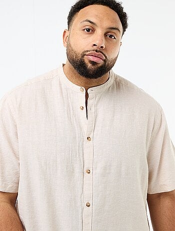 Chemise en lin mélangé à manches courtes