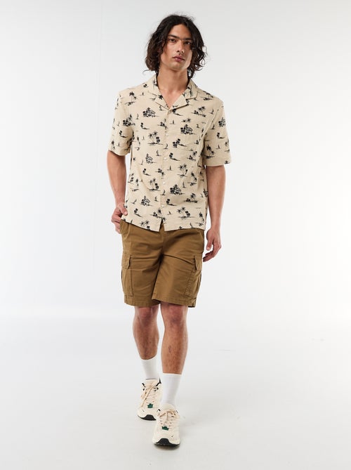 Chemise en lin mélangé à manches courtes - Kiabi