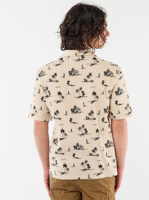 Chemise en lin mélangé à manches courtes - Kiabi