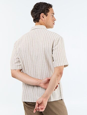 Chemise en lin mélangé à manches courtes