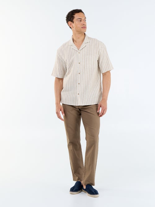 Chemise en lin mélangé à manches courtes - Kiabi