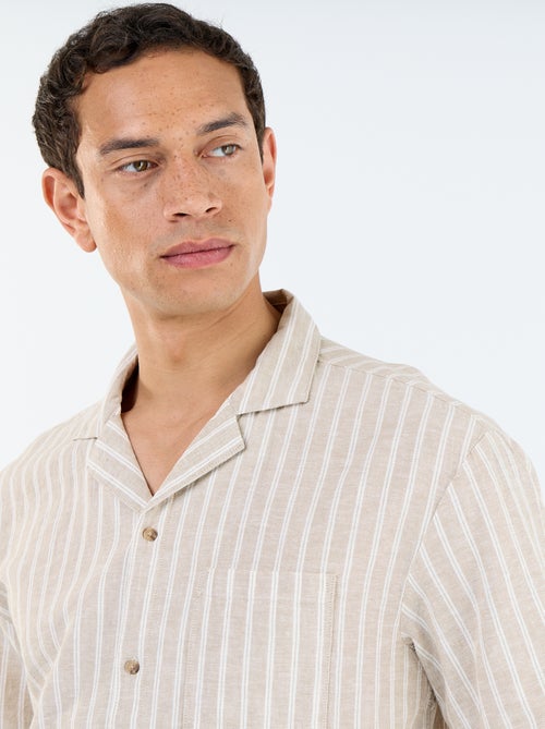 Chemise en lin mélangé à manches courtes - Kiabi