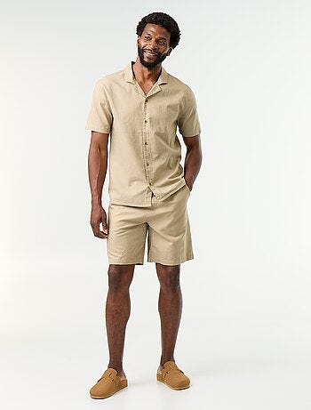 Chemise en lin mélangé à manches courtes