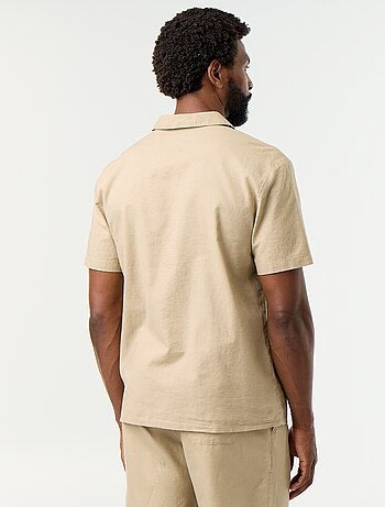 Chemise en lin mélangé à manches courtes