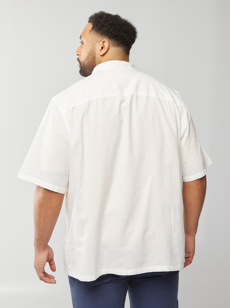 Chemise en lin mélangé à manches courtes blanc - Kiabi