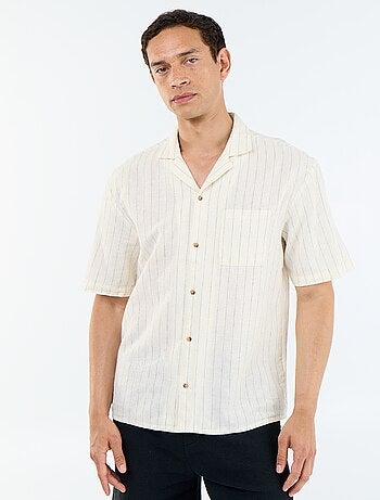 Chemise en lin mélangé à manches courtes