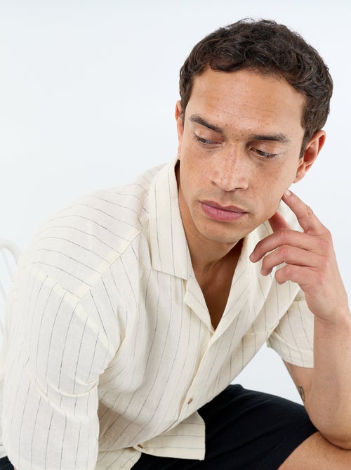 Chemise en lin mélangé à manches courtes - Kiabi